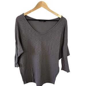 Laila Jayde Gray Dolman Sleeve V-Neck Top Size S Made in USA
